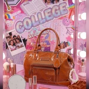 Longchamp Boston Bag Caramel Brown Patent Leather